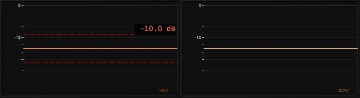 VisualComp 2.45 input and output waveform displays at rest, with a dashed threshold line